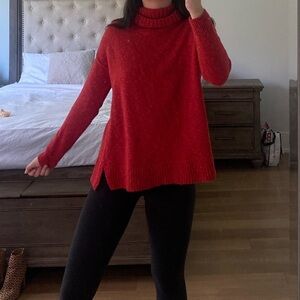 J. Jill Red Knit Turtleneck Sweater